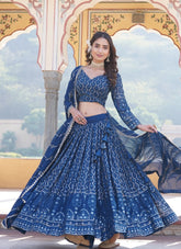 All Faux Georgette Blue Colour Lehenga Choli
